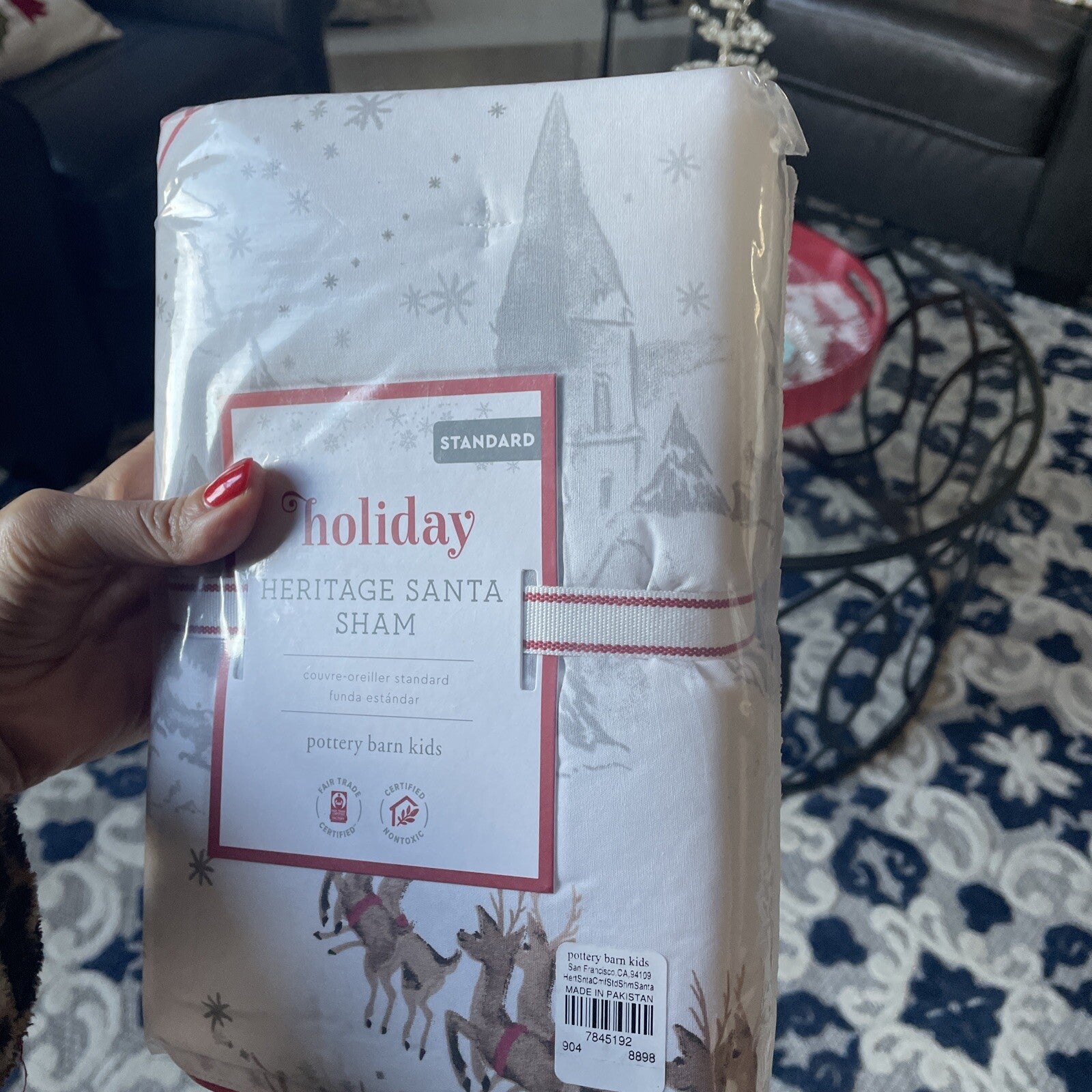 Pottery Barn Christmas Holiday Pillow SHAM Heritage Rudolph Santa Party Disney r