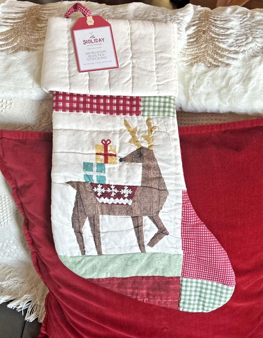 Pottery Barn Holiday Christmas stocking Plaid Deer Disney gift party Rudolph n