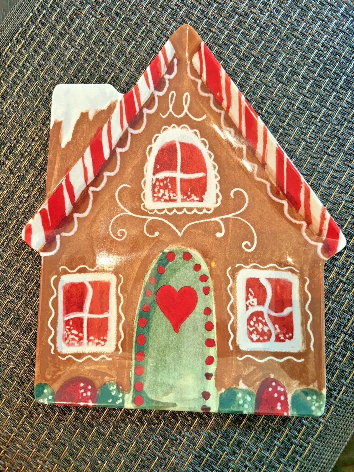 Disney Pottery Barn Christmas Gingerbread Plate house holiday Candy Cane party "