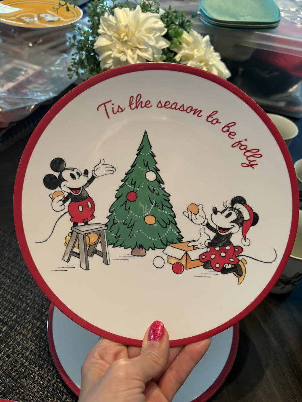 Pottery Barn Mickey Mouse Plate Christmas holiday DINNER SET PLATE Disney gift