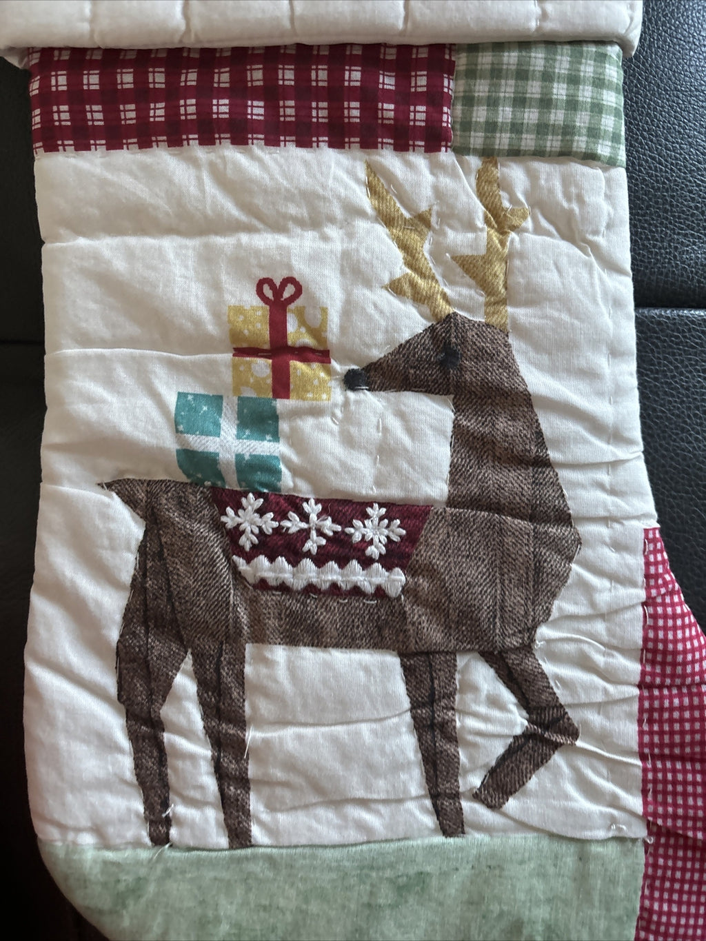 Pottery Barn Holiday Christmas stocking Plaid Deer Disney gift party Rudolph n
