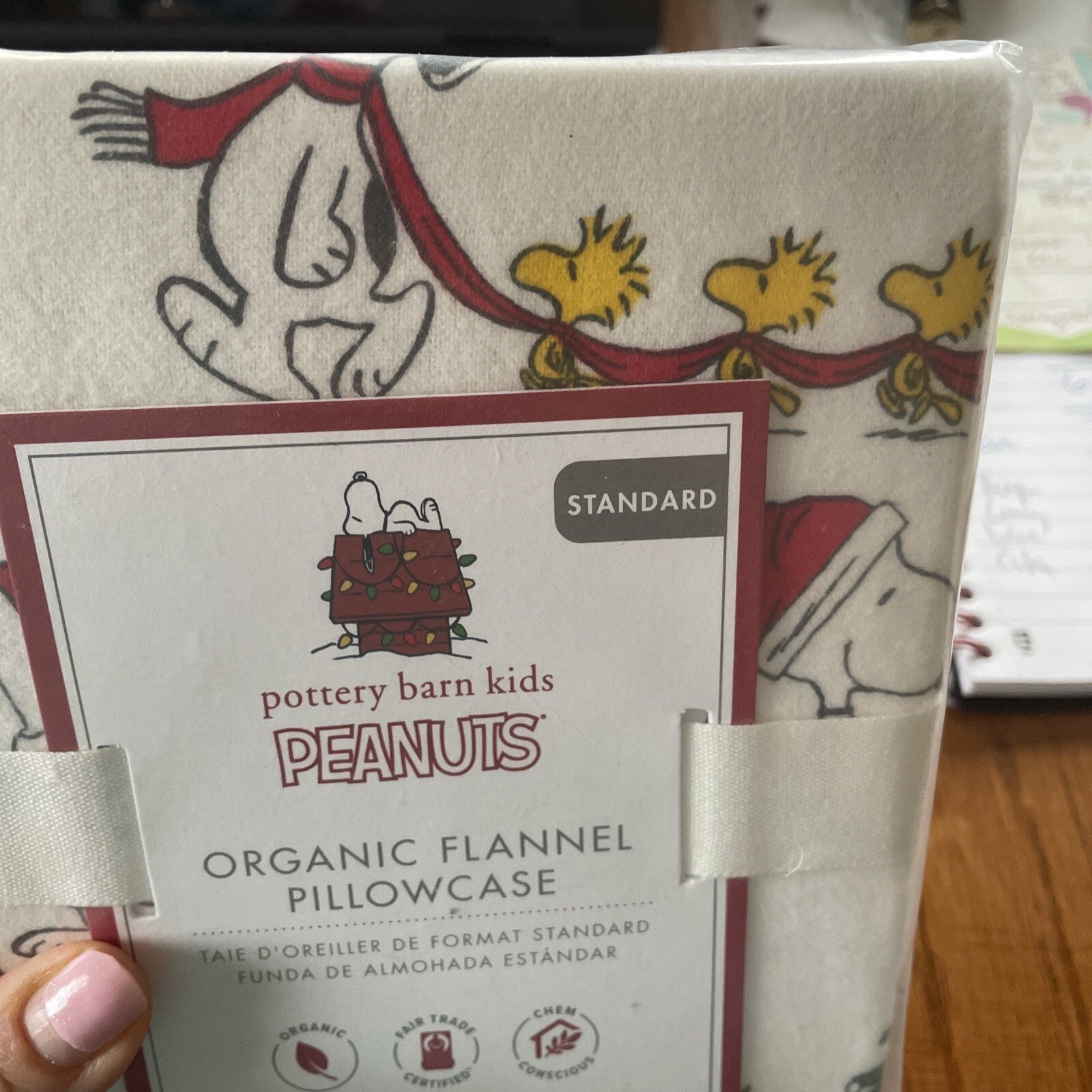 Pottery Barn Snoopy Peanuts Holiday Christmas Disney gift kid Pillowcase new ??[