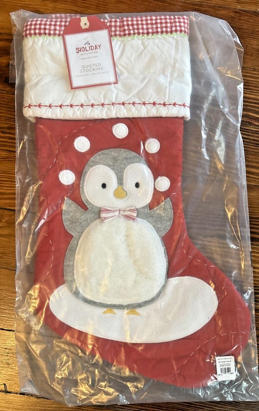 Pottery Barn Holiday Christmas stocking Penguin gift party school red Disney '