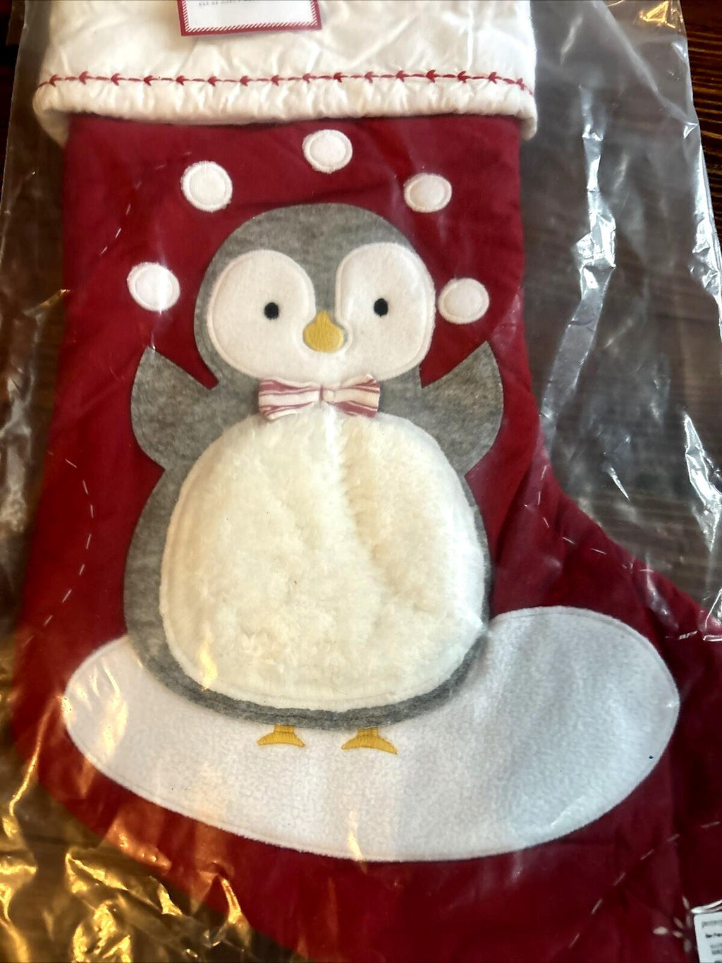 Pottery Barn Holiday Christmas stocking Penguin gift party school red Disney '