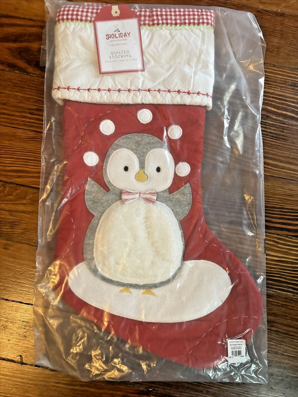 Pottery Barn Holiday Christmas stocking Penguin gift party school red Disney '