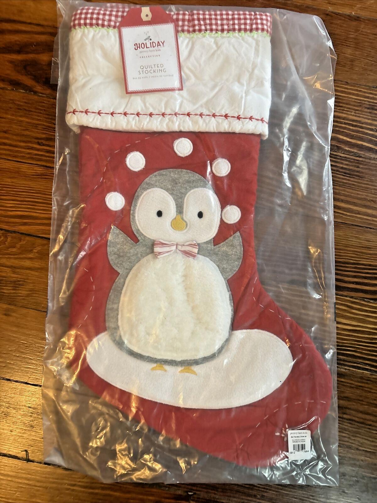 Pottery Barn Holiday Christmas stocking Penguin gift party school red Disney '