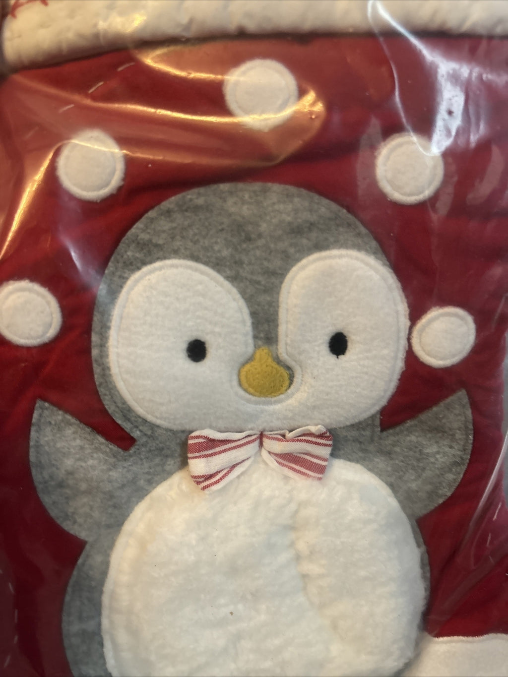 Pottery Barn Holiday Christmas stocking Penguin gift party school red Disney '