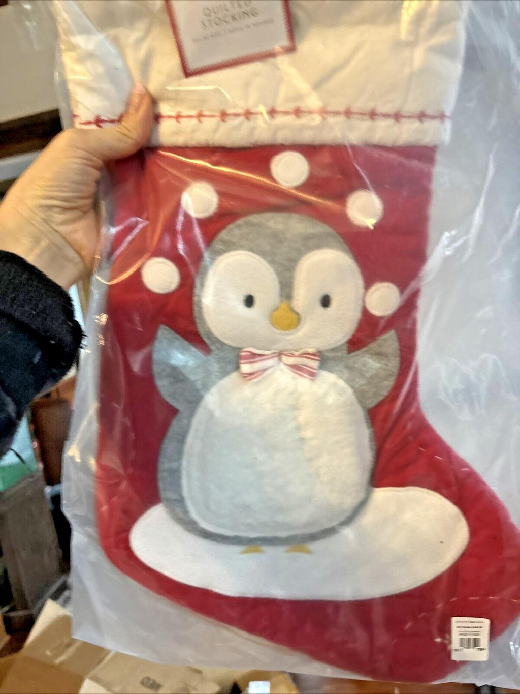 Pottery Barn Holiday Christmas stocking Penguin gift party school red Disney '
