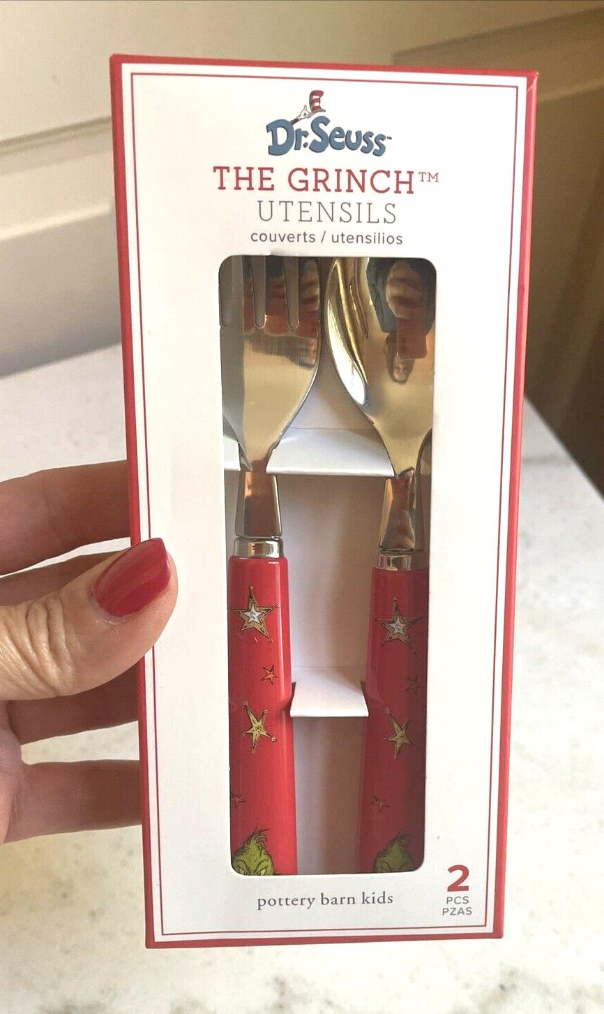 Disney school Pottery Barn GRINCH Christmas Utensil set holiday Dr Seuss party q