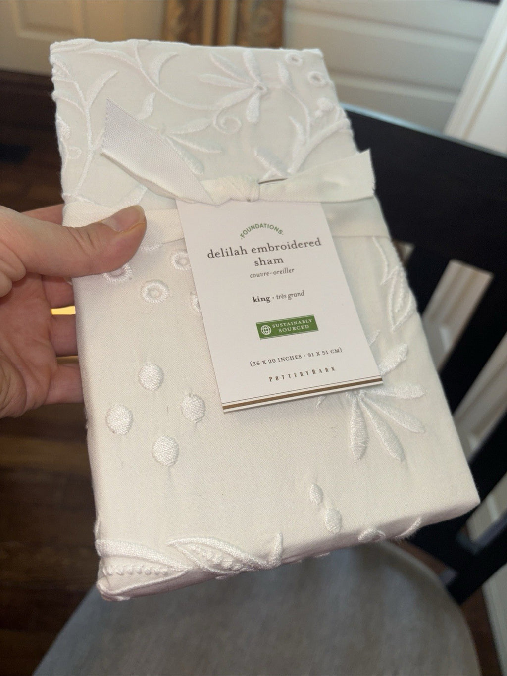 Pottery Barn Disney King White Pillow Sham wedding holiday gift party floral 1