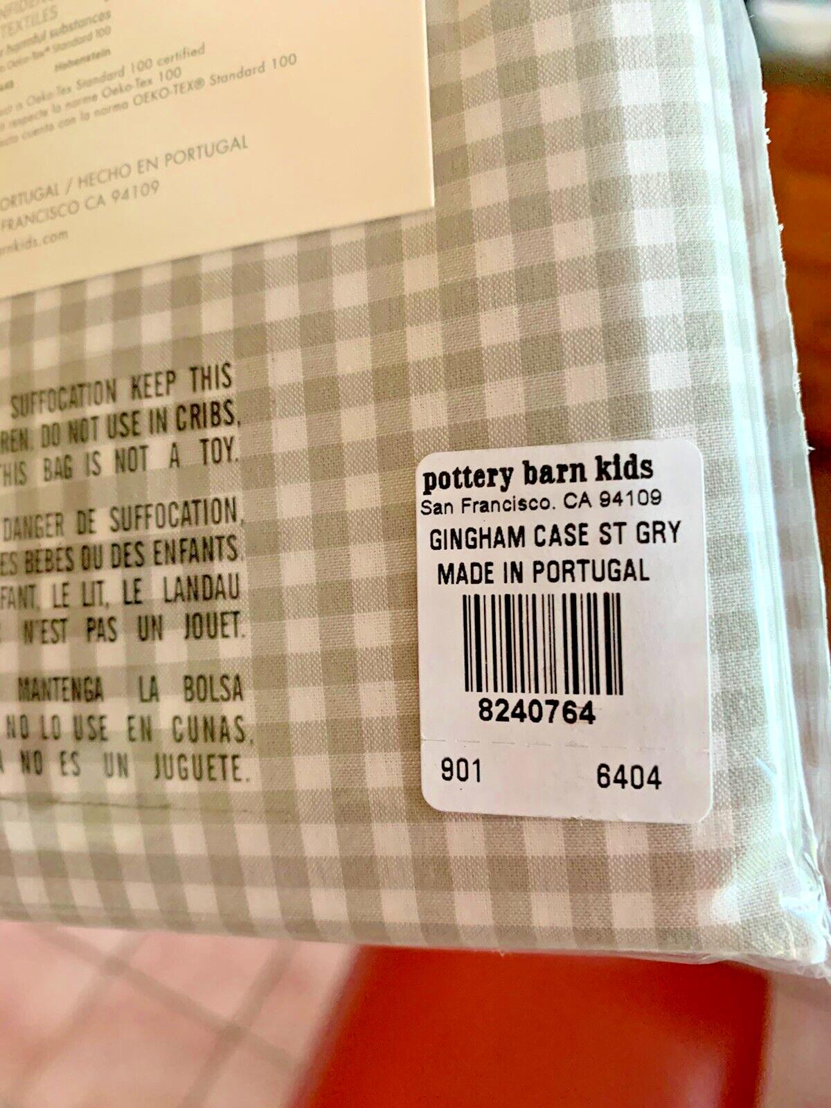 Disney School Pottery Barn plaid gingham check grey gray white kids Pillowcase [
