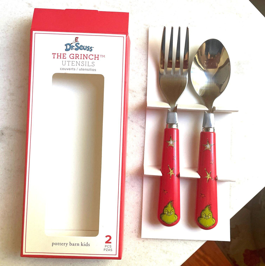 Disney school Pottery Barn GRINCH Christmas Utensil set holiday Dr Seuss party q