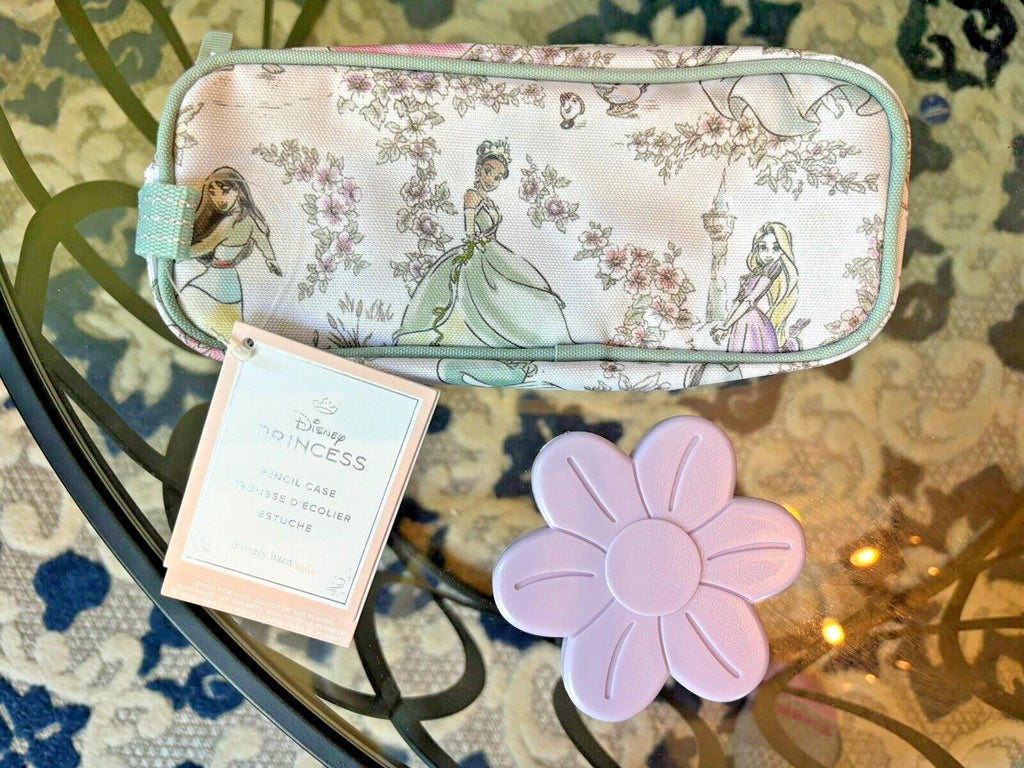 School Pottery Barn Princess pencil CASE Cinderella Belle Disney castle + bag .