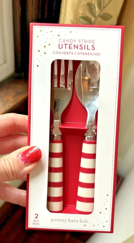 Pottery Barn Nutcracker Christmas + Candy Cane Utensil holiday Seuss party SET -