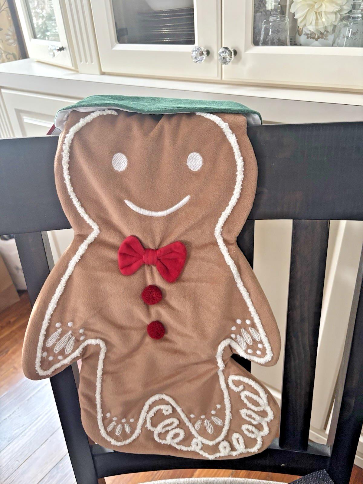 Pottery Barn Holiday Christmas stocking Gingerbread man Velvet gift Disney kid '