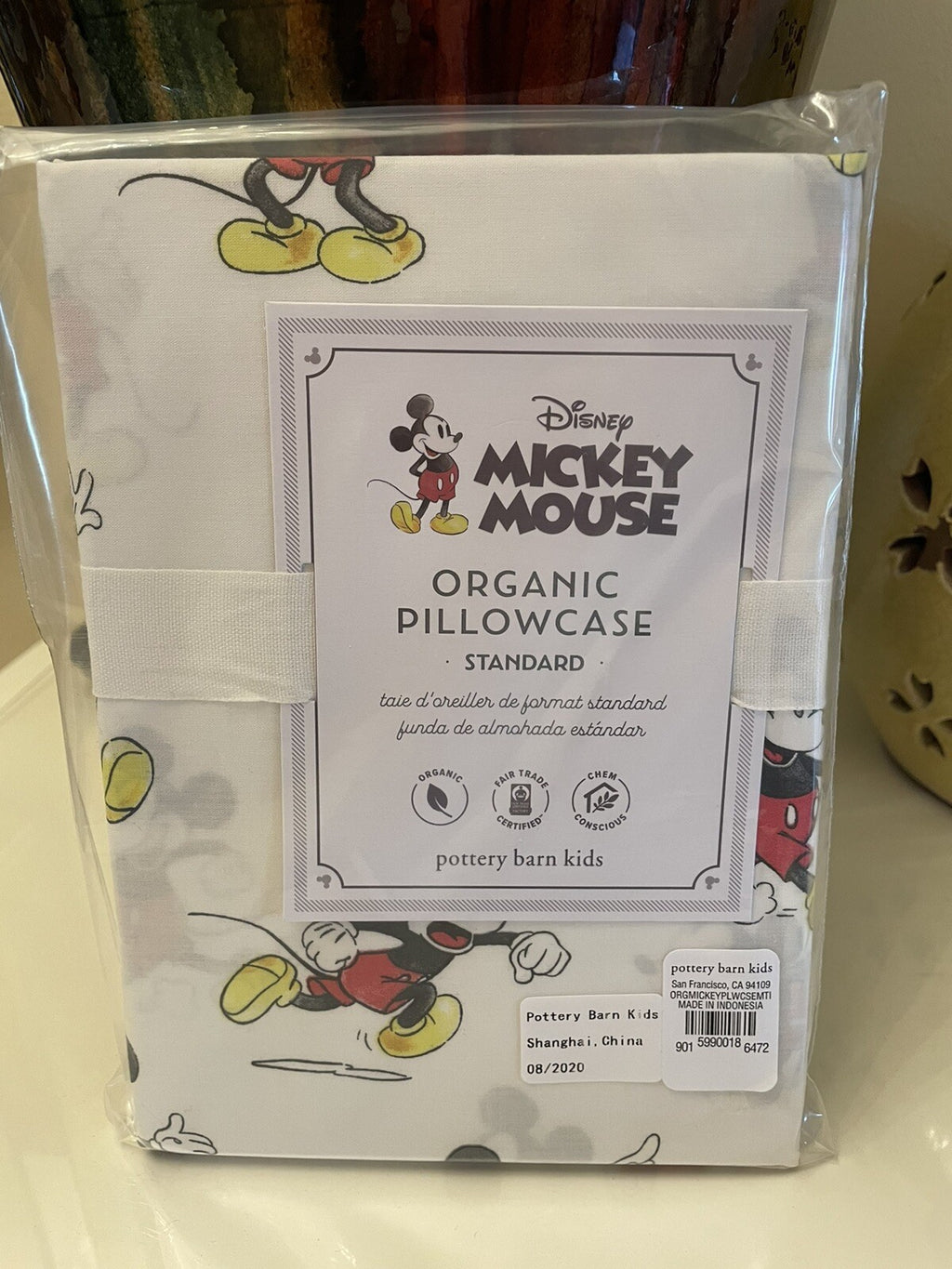 Pottery Barn Kids Disney Mickey Minnie Mouse PILLOWcase holiday party star "