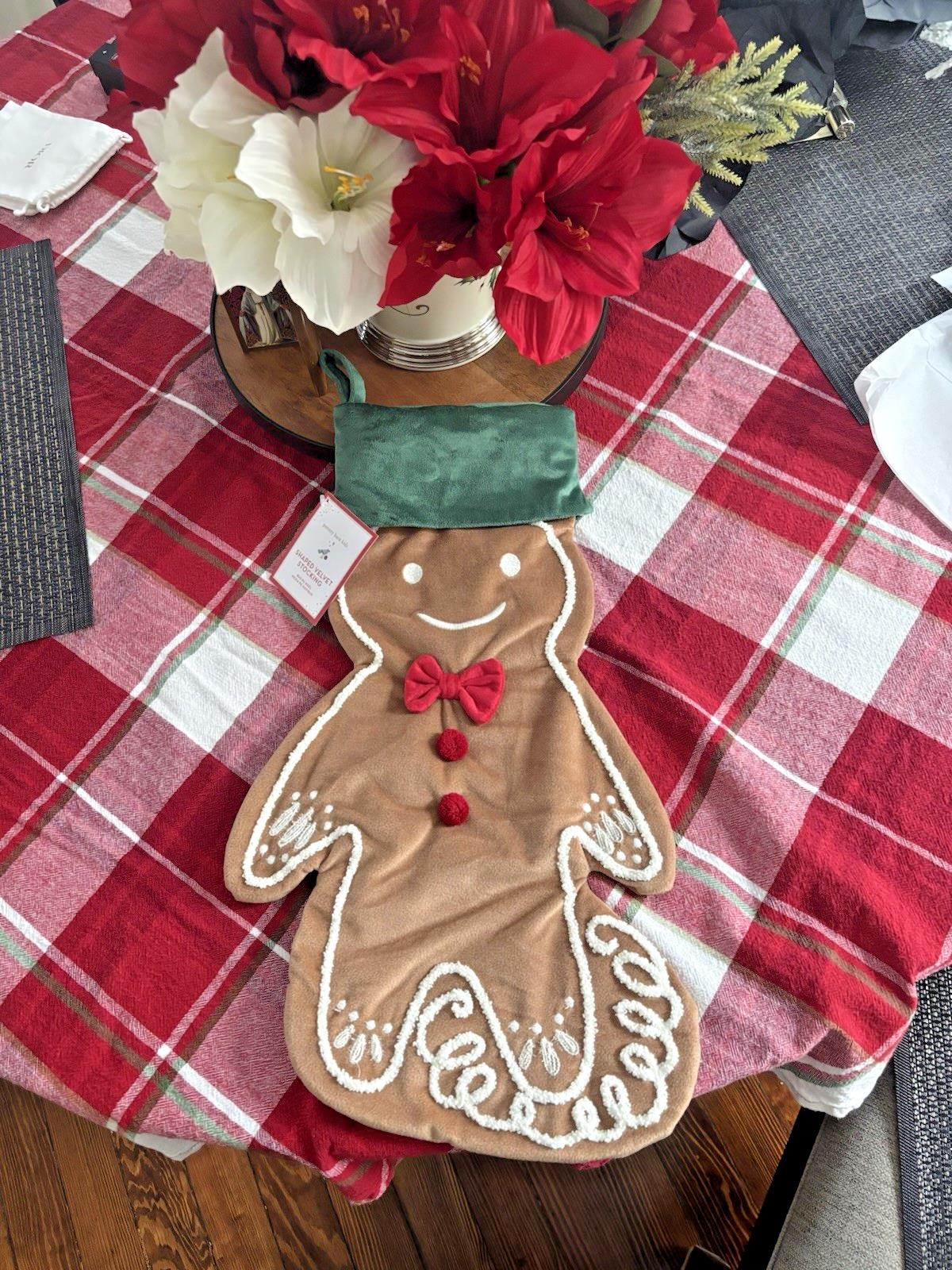 Pottery Barn Holiday Christmas stocking Gingerbread man Velvet gift Disney kid '