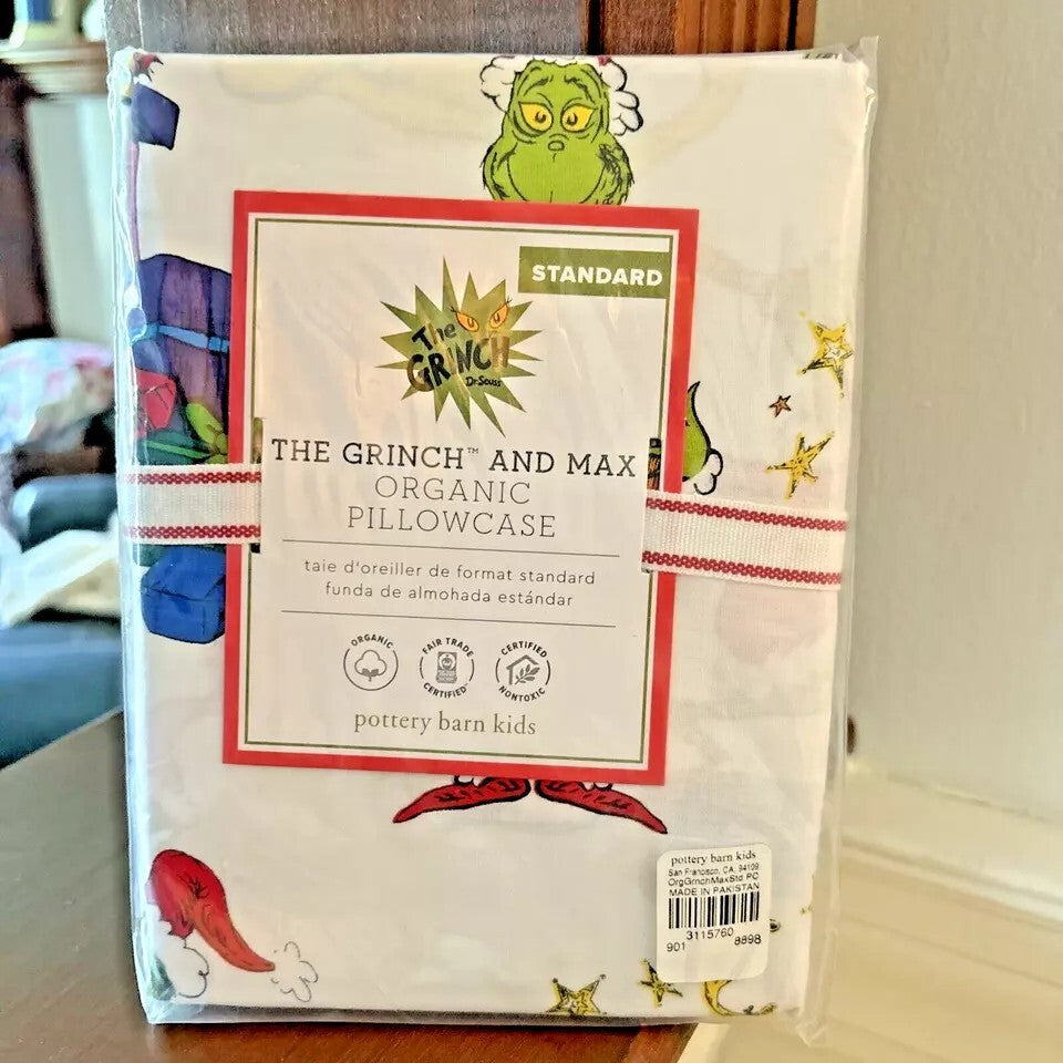 Pottery Barn Grinch Max Holiday Dr Seuss Christmas Gift dog Kids Pillowcase y