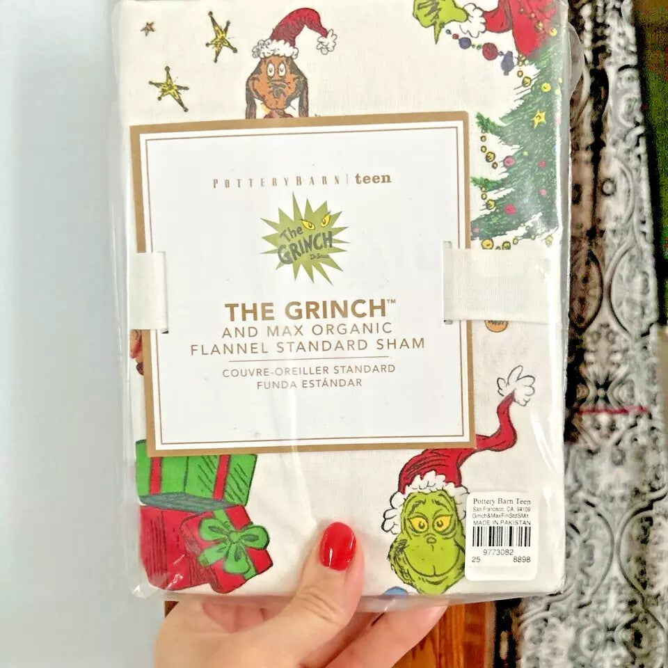 Pottery Barn Grinch Max Holiday Dr Seuss Christmas Gift dog Kids Pillowcase y