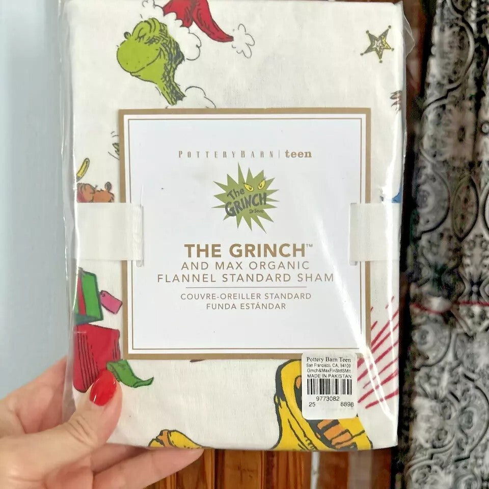 Pottery Barn Grinch Max Holiday Dr Seuss Christmas Gift dog Kids Pillowcase y