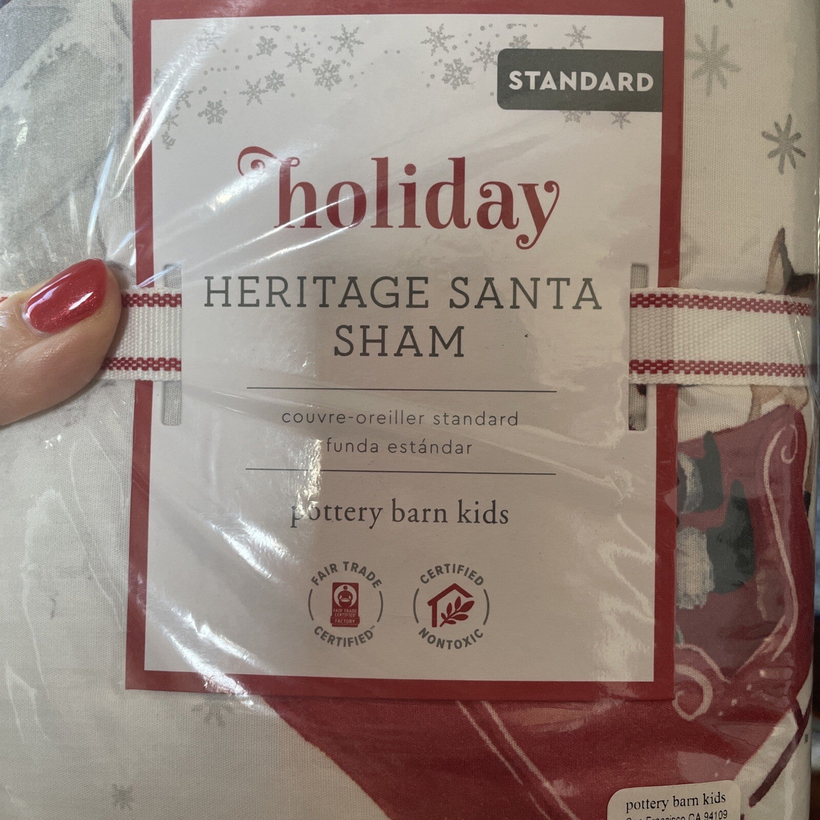Pottery Barn Christmas Holiday Pillow SHAM Heritage Rudolph Santa Party Disney q