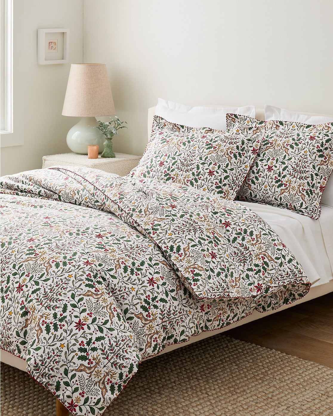 Garnet Hill Christmas Holiday Bed Deer Rudolph Snow Nutcracker gift Duvet Bed '