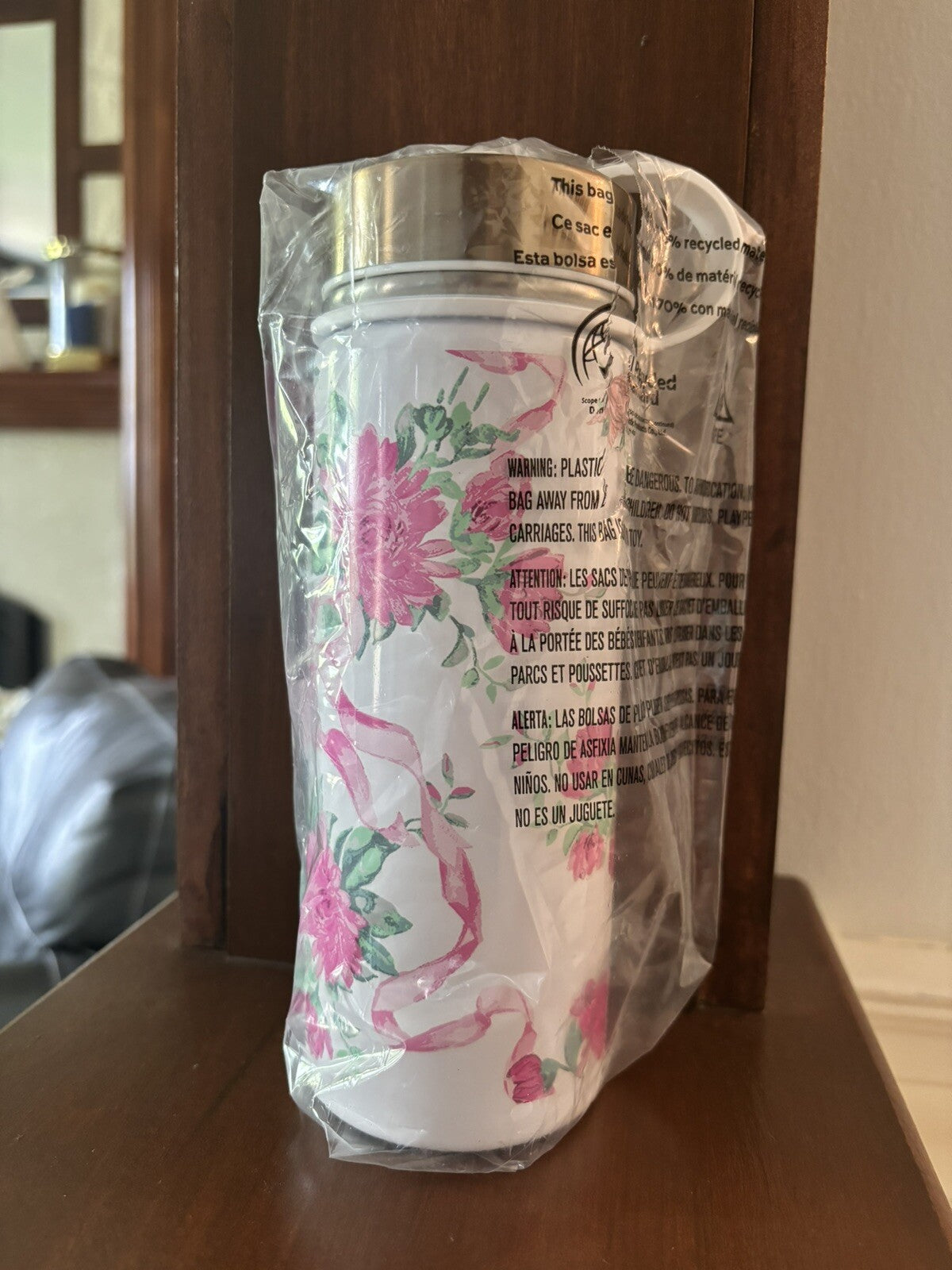 School Pottery Barn LoveShack Floral WATER BOTTLE flower holiday girl pink kid .