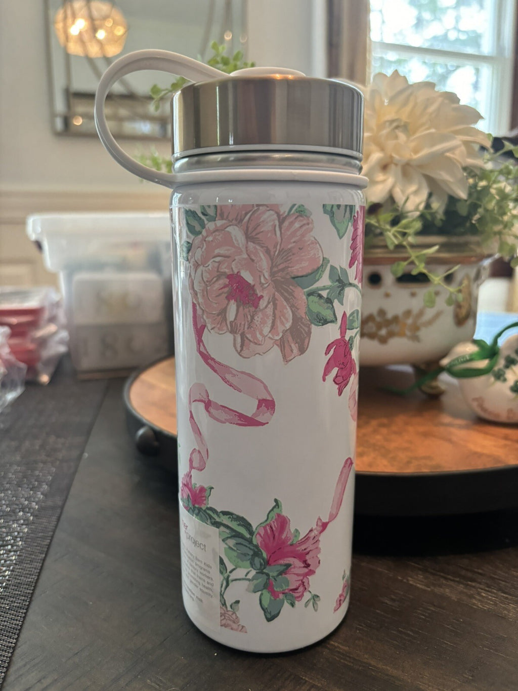 School Pottery Barn LoveShack Floral WATER BOTTLE flower holiday girl pink kid .