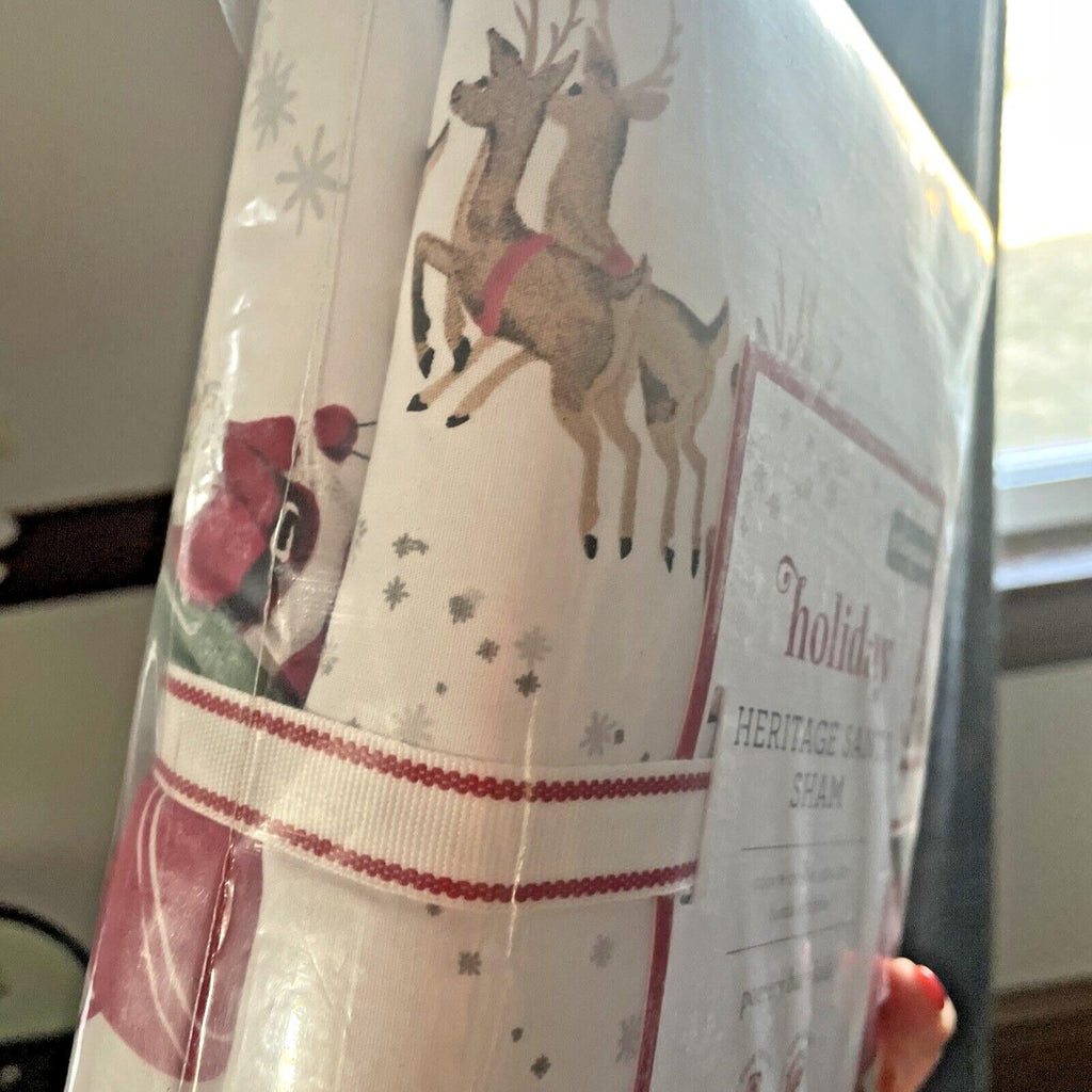 Pottery Barn Christmas Holiday Pillow SHAM Heritage Rudolph Santa Party Disney q