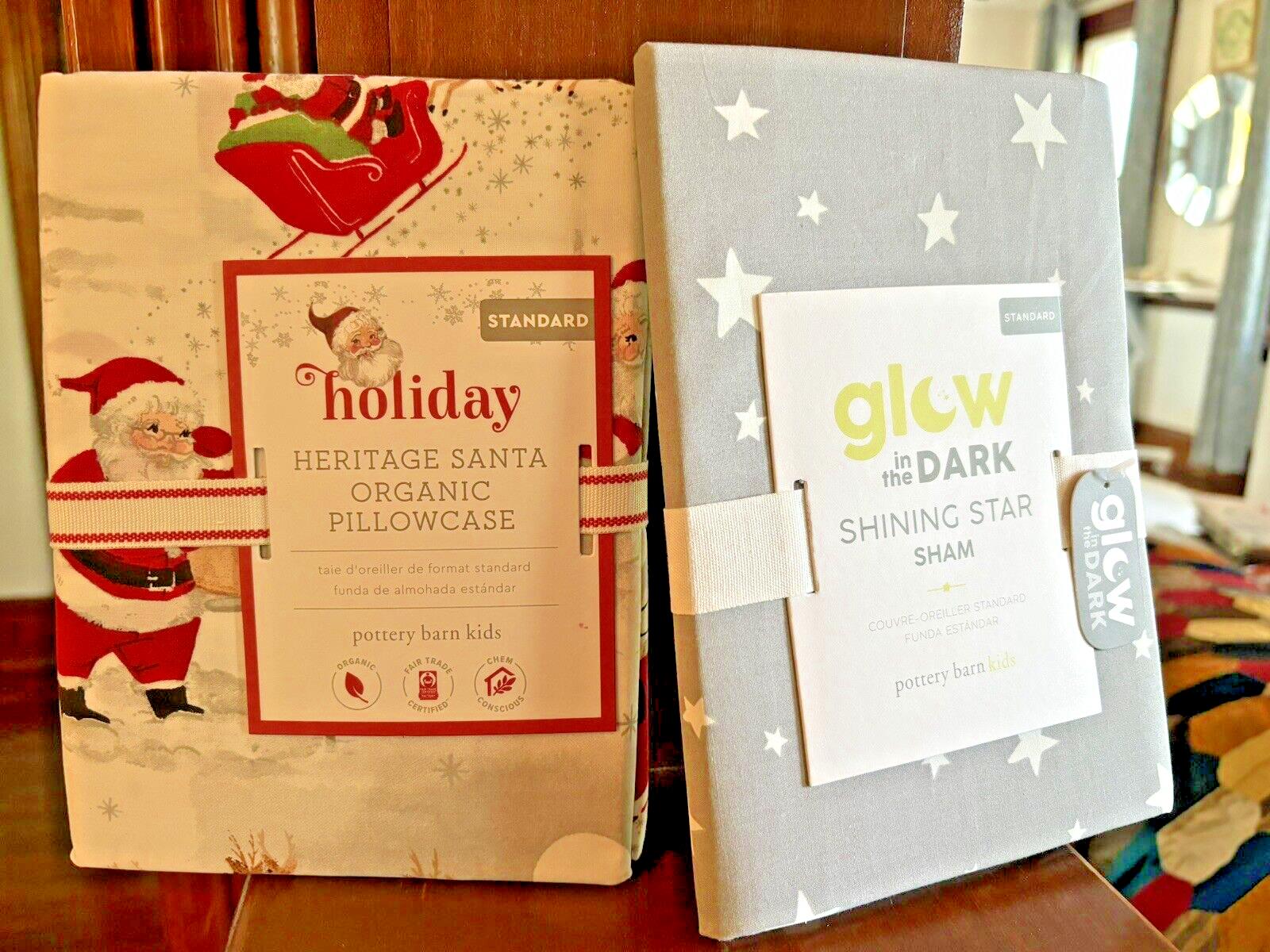 Pottery Barn  Christmas Pillowcase + Star Sham Glow Dark holiday disney SET 2 -