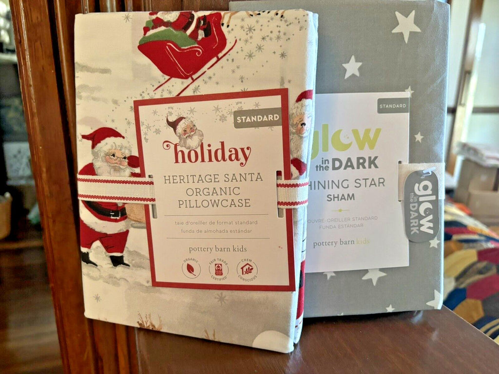 Pottery Barn  Christmas Pillowcase + Star Sham Glow Dark holiday disney SET 2 -