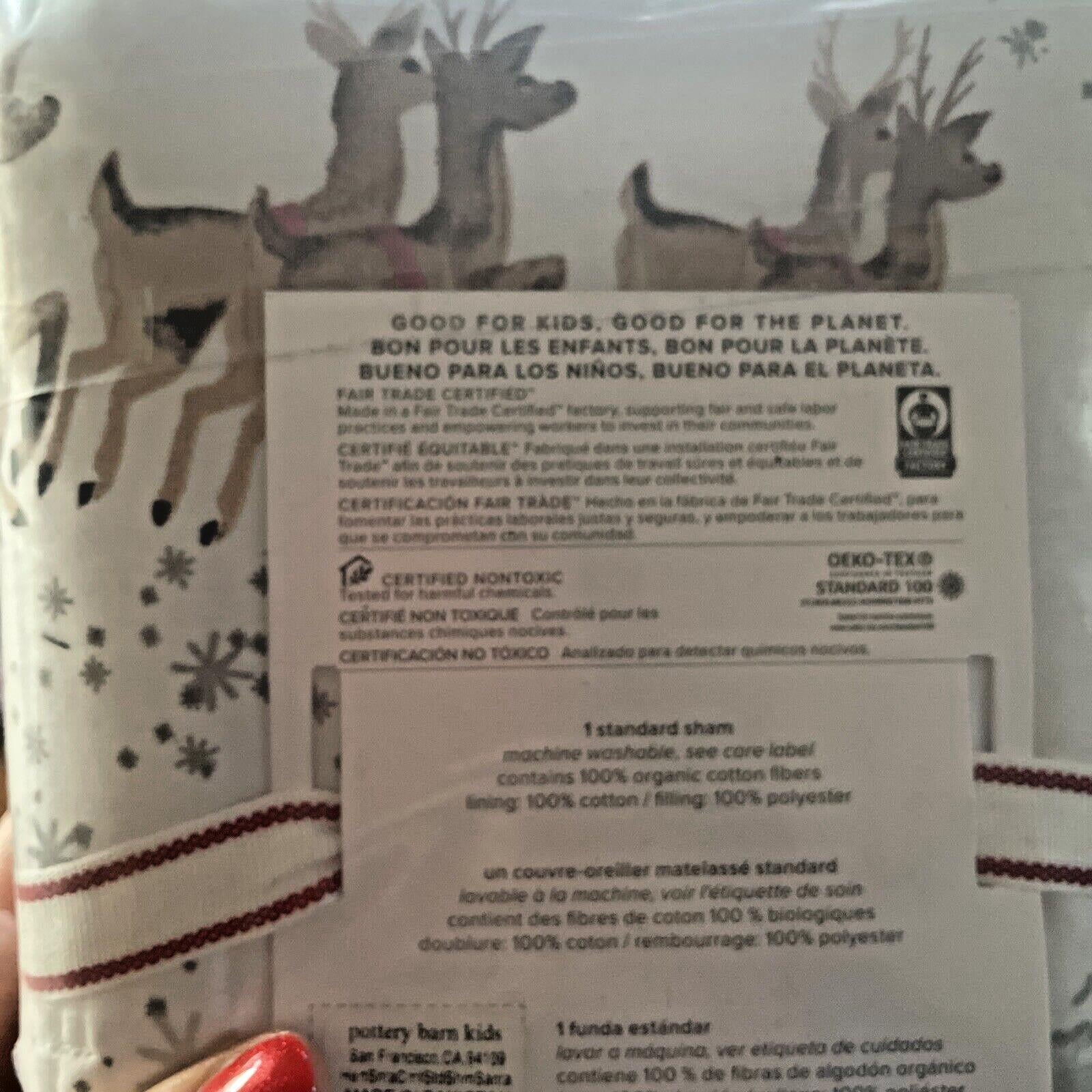 Pottery Barn Christmas Holiday Pillow SHAM Heritage Rudolph Santa Party Disney q