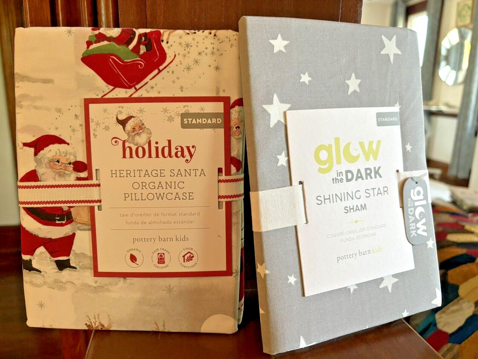 Pottery Barn  Christmas Pillowcase + Star Sham Glow Dark holiday disney SET 2 -