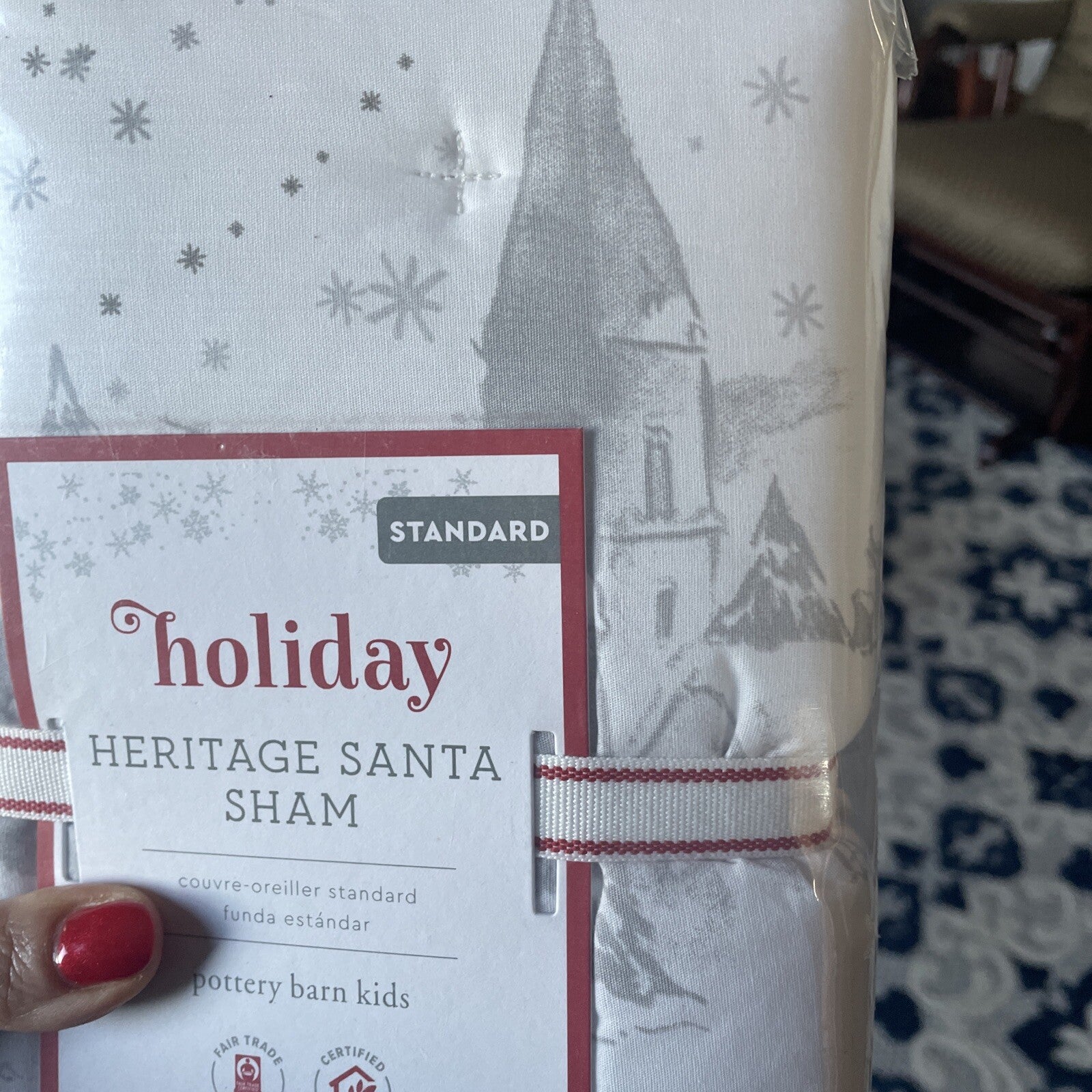 Pottery Barn Christmas Holiday Pillow SHAM Heritage Rudolph Santa Party Disney q