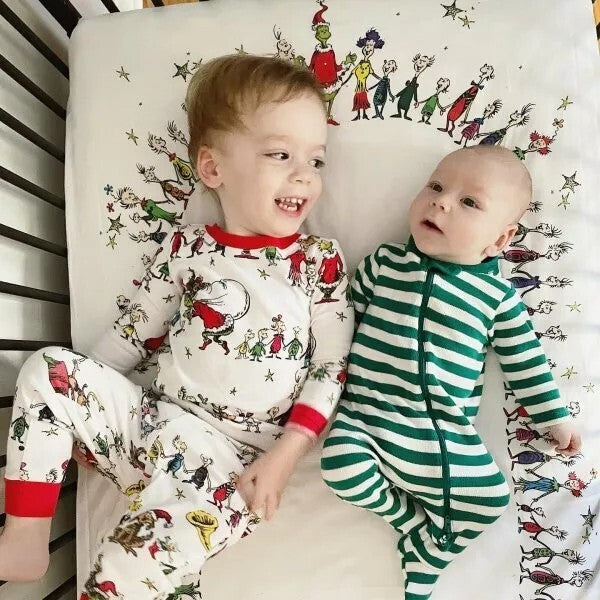 Pottery Barn Kids GRINCH Holiday Christmas Santa Disney Pajama Picture Party [