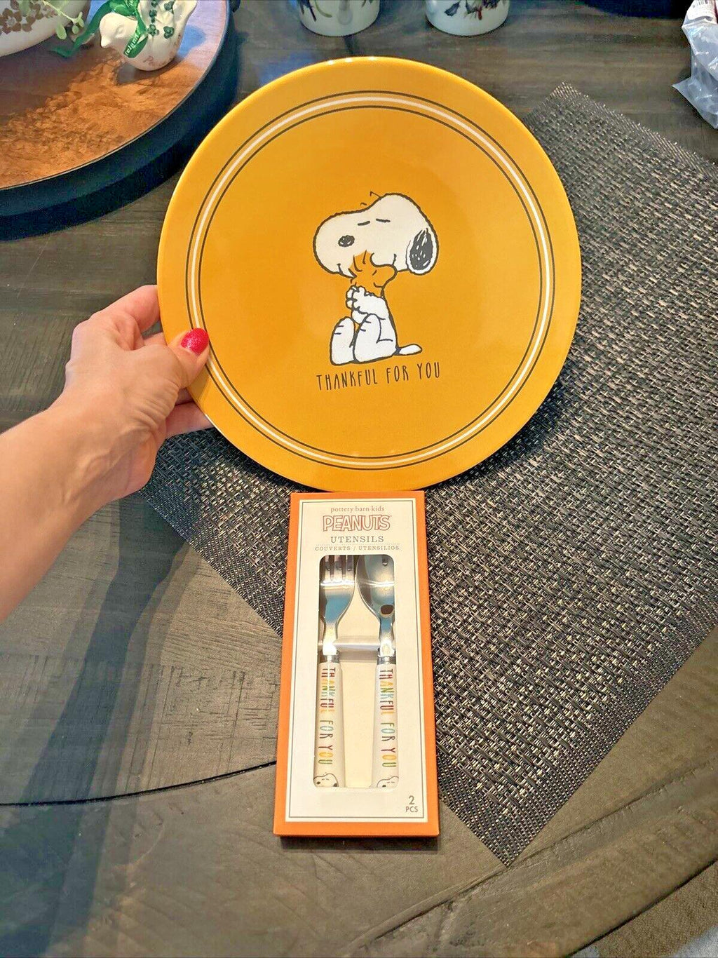 Snoopy Pottery Barn disney peanuts Holiday SET Thanksgiving party gift dinner -