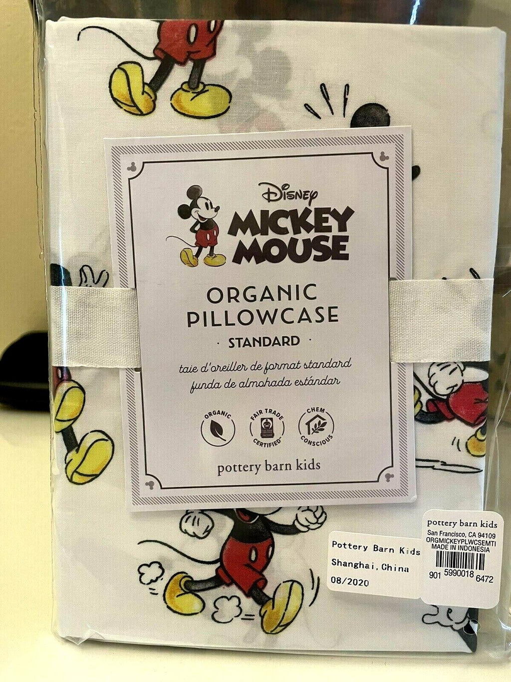 Pottery Barn Kids Disney Mickey Minnie Mouse PILLOWcase holiday party y