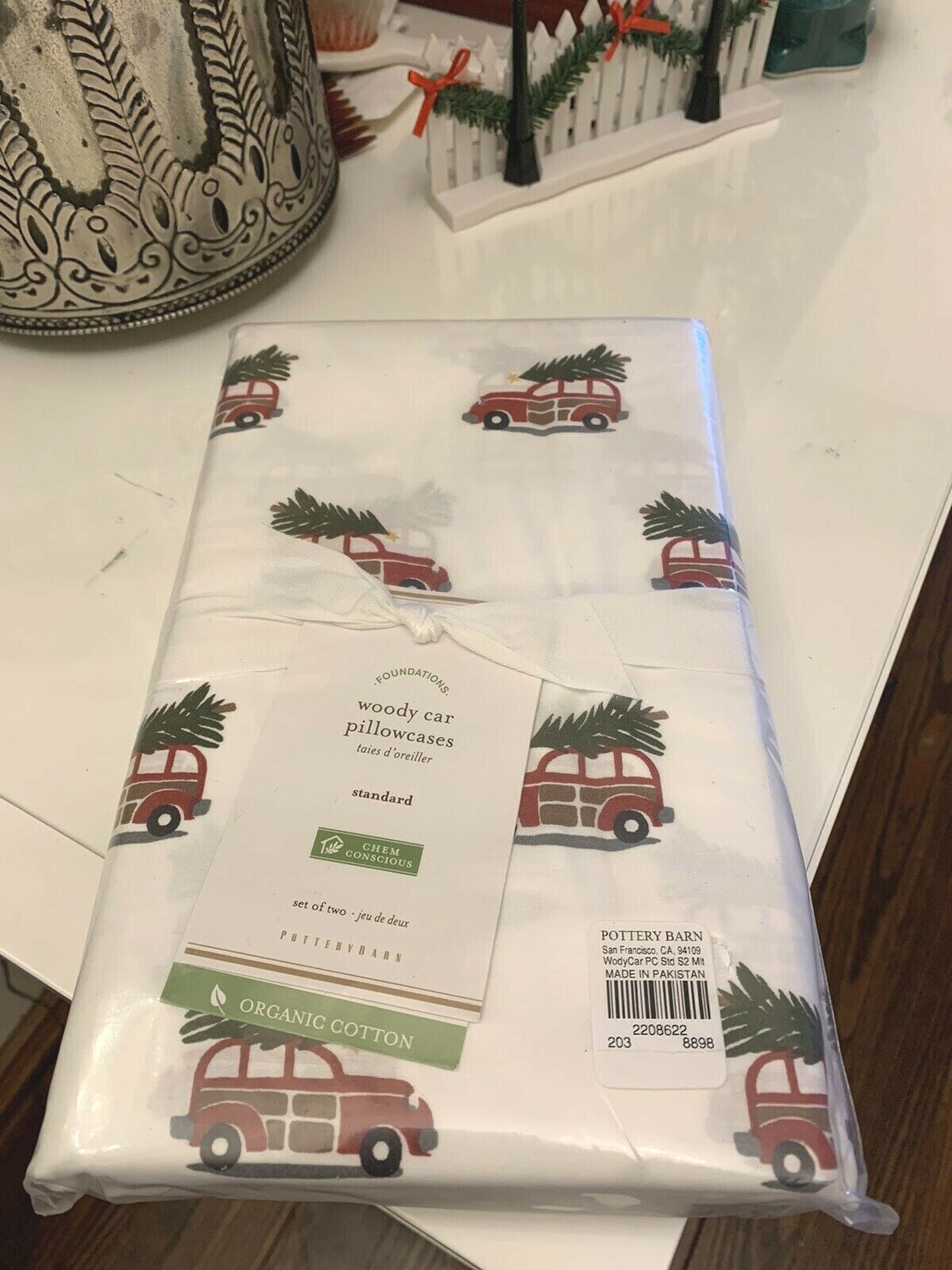 Pottery Barn Christmas Holiday PILLOWCASE party Birthday Car Kid Gift ?? SET 2