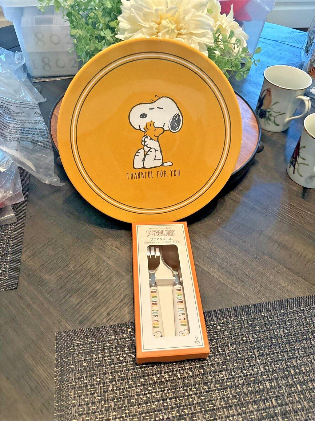 Snoopy Pottery Barn disney peanuts Holiday SET Thanksgiving party gift dinner -