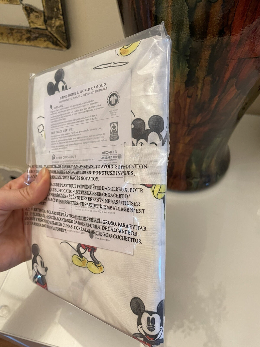 Pottery Barn Kids Disney Mickey Minnie Mouse PILLOWcase holiday party y