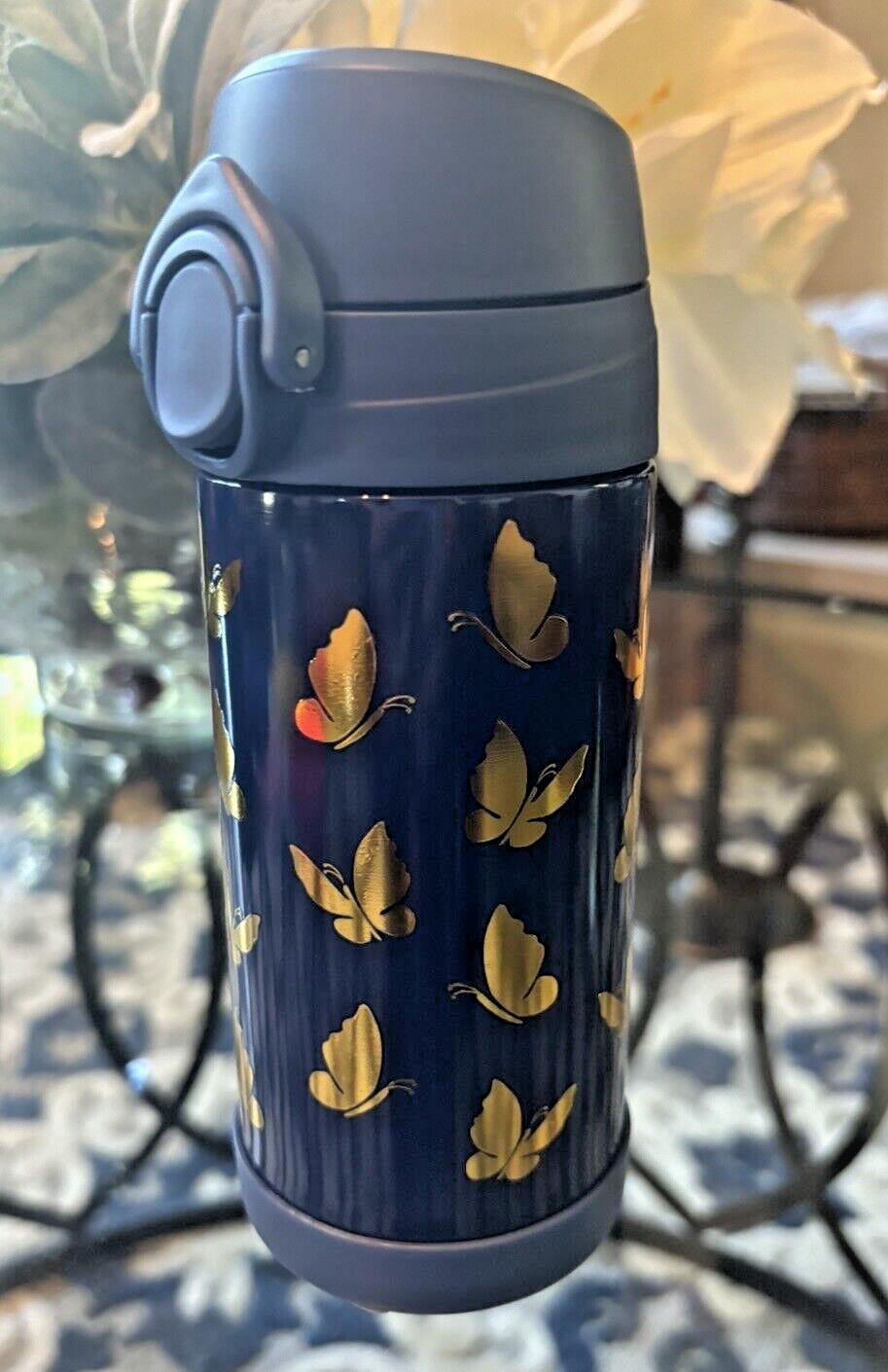 Pottery barn School Disney glitter rainbow garden WATER BOTTLE Travel girl ??