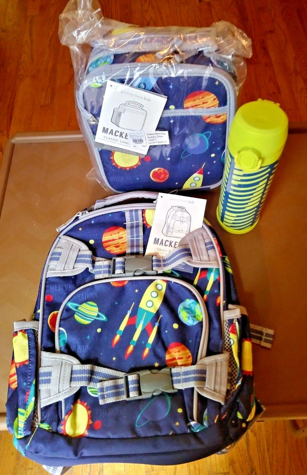 Pottery Barn school Disney Solar System Backpack+ LUNCH BOX+Water bottle space .