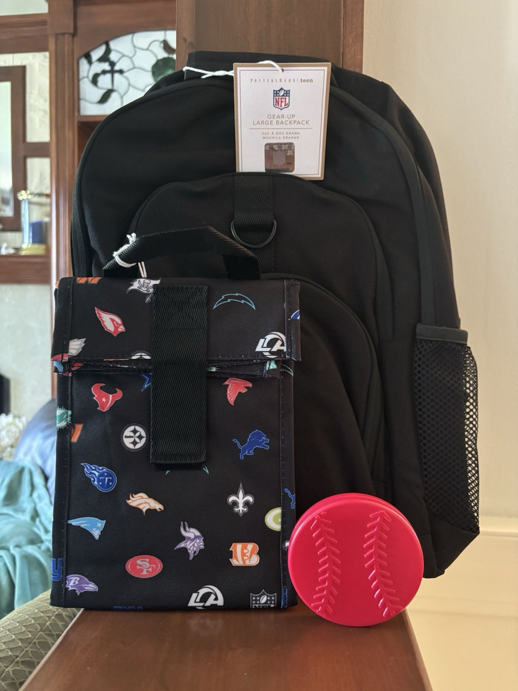 Pottery Barn School  LARGE BACKPACK LUNCH Football Baseball sports BAG NFL KID 1