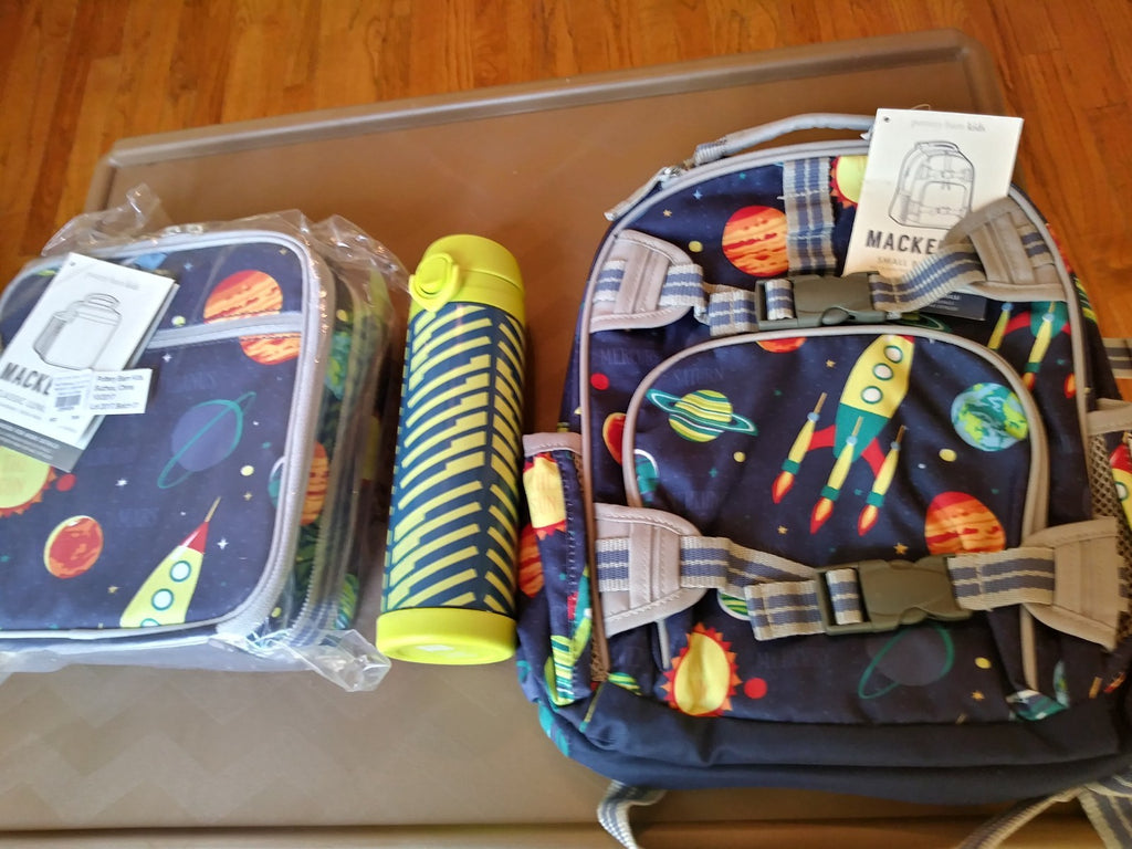 Pottery Barn school Disney Solar System Backpack+ LUNCH BOX+Water bottle space .