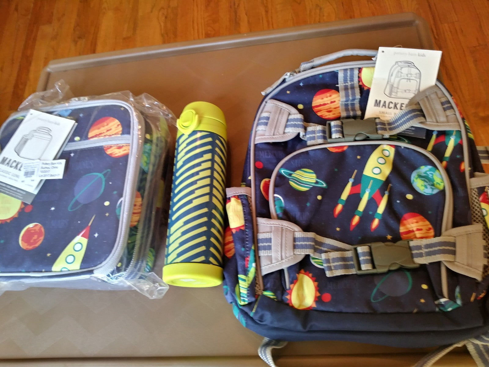 Pottery Barn school Disney Solar System Backpack+ LUNCH BOX+Water bottle space .
