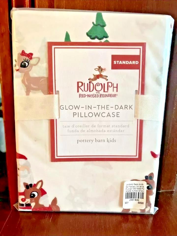 pottery barn Holiday RUDOLPH SANTA Pillowcase Christmas SNOWMAN party kid gift