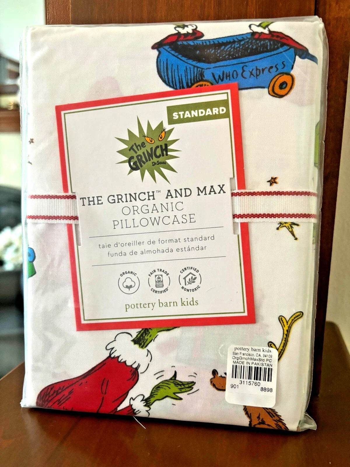 Pottery Barn Grinch Max Holiday Dr Seuss Christmas Gift dog Kids Pillowcase /a
