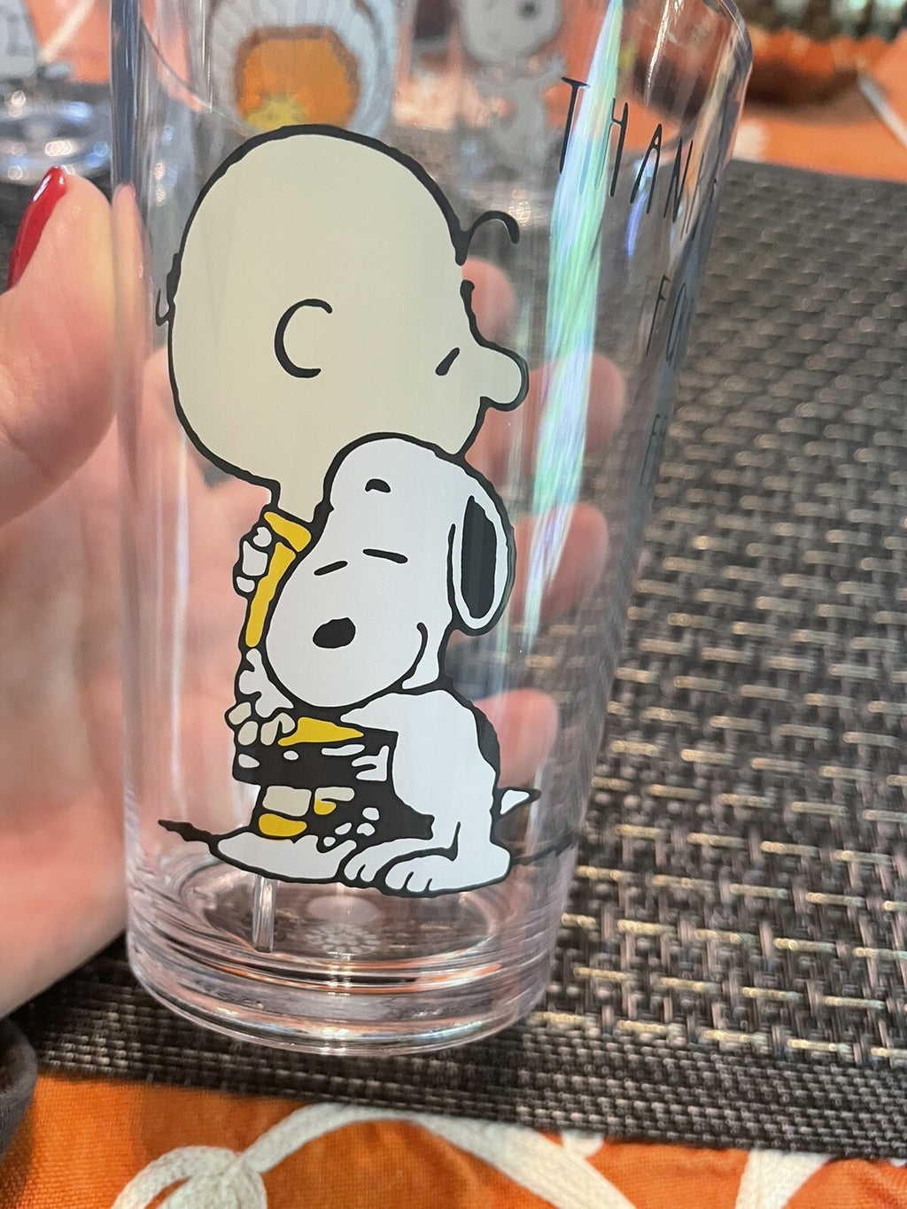 Disney snoopy Pottery Barn Cup 4 Holiday Party Peanuts  Thanksgiving School ]