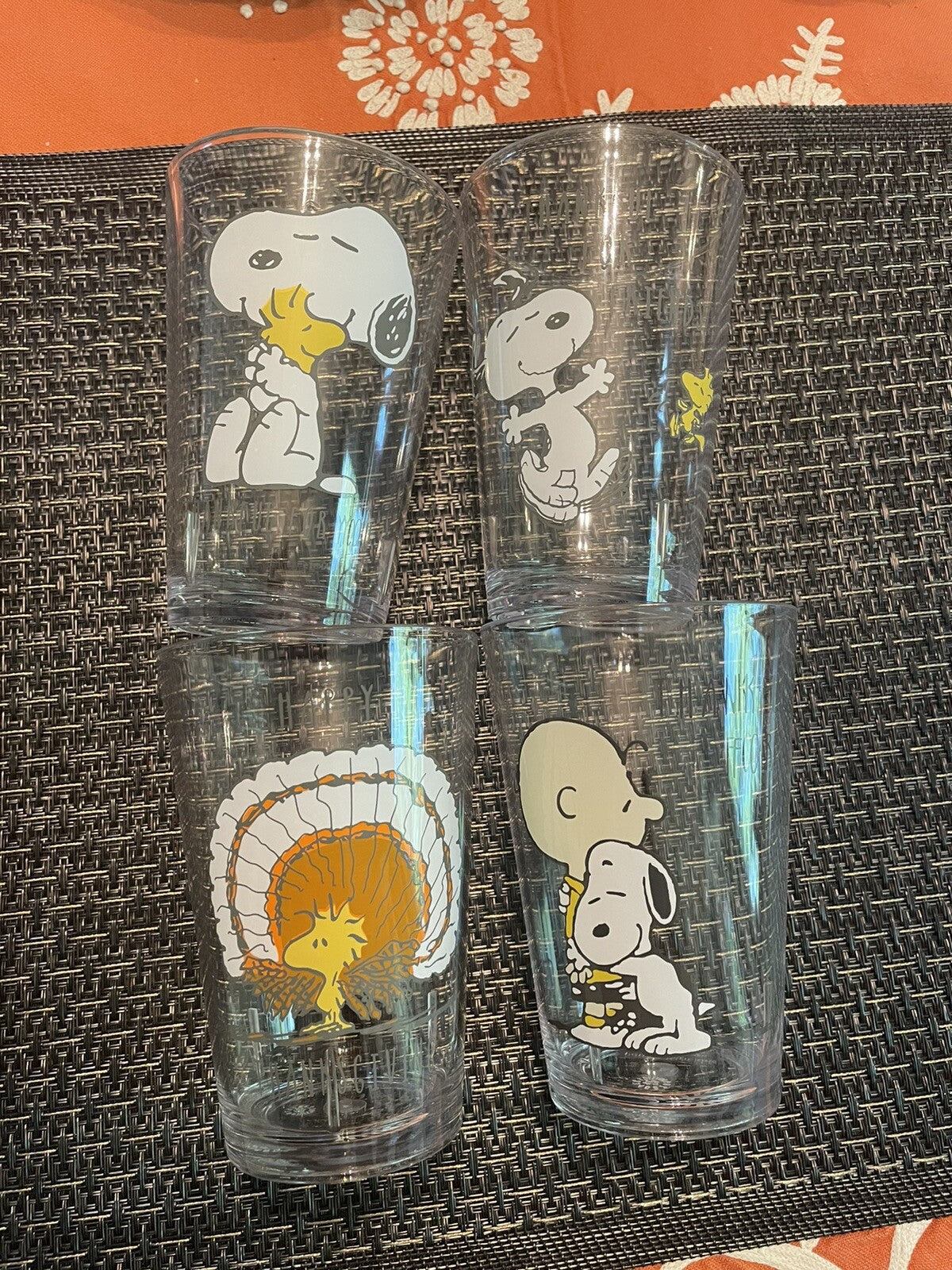 Disney snoopy Pottery Barn Cup 4 Holiday Party Peanuts  Thanksgiving School ]