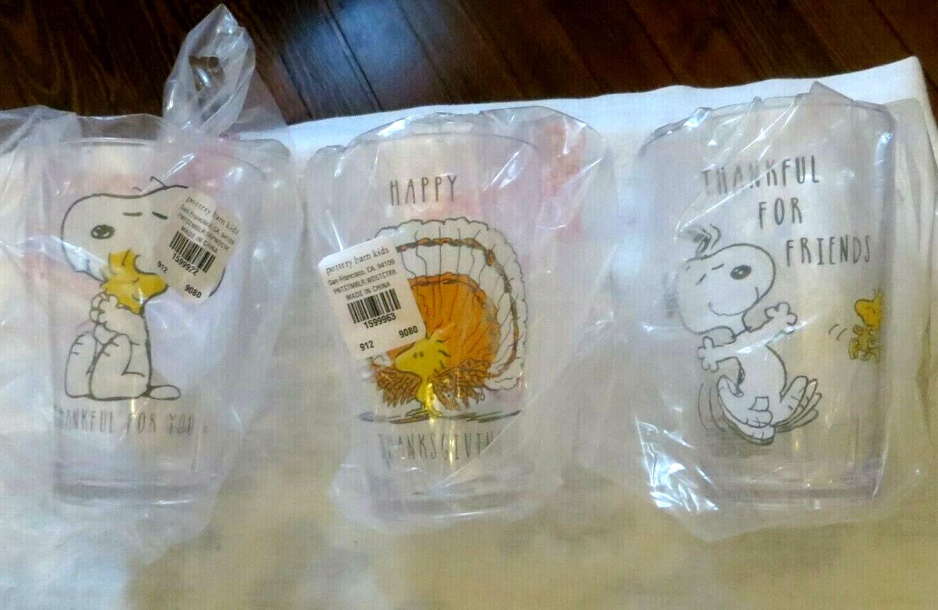 Disney snoopy Pottery Barn Cup 4 Holiday Party Peanuts  Thanksgiving School ]